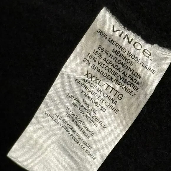 VINCE Women's Wool Blend Long Sleeve Belted Cardigan Sweater Black XXXL Knit - Picture 3 of 5